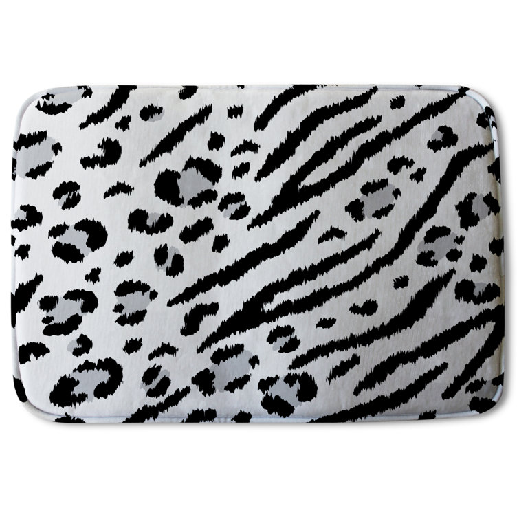 Mercer41 Abinsa Zebra and Leopard Print Designer Rectangle NonSlip Animal Print Bath Rug